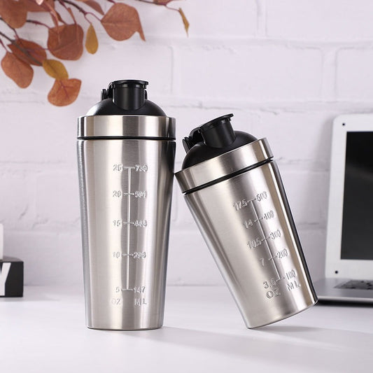 protein shaker bottle 304 stainless steel single layer sports cup shaker with lids and shake ball