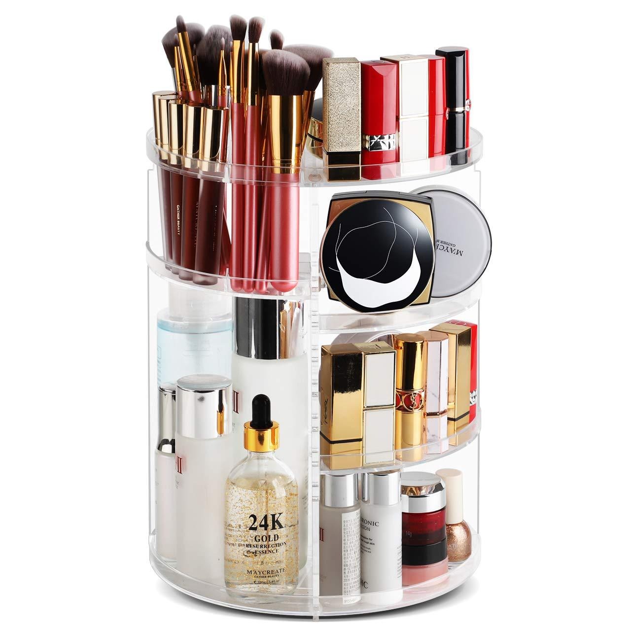 Rotating cosmetic storage box transparent desktop display rack dressing table makeup brush skincare product storage rack