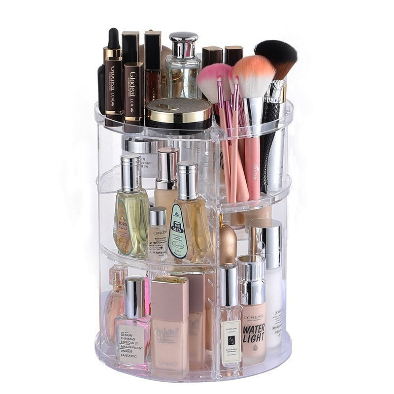 Rotating cosmetic storage box transparent desktop display rack dressing table makeup brush skincare product storage rack