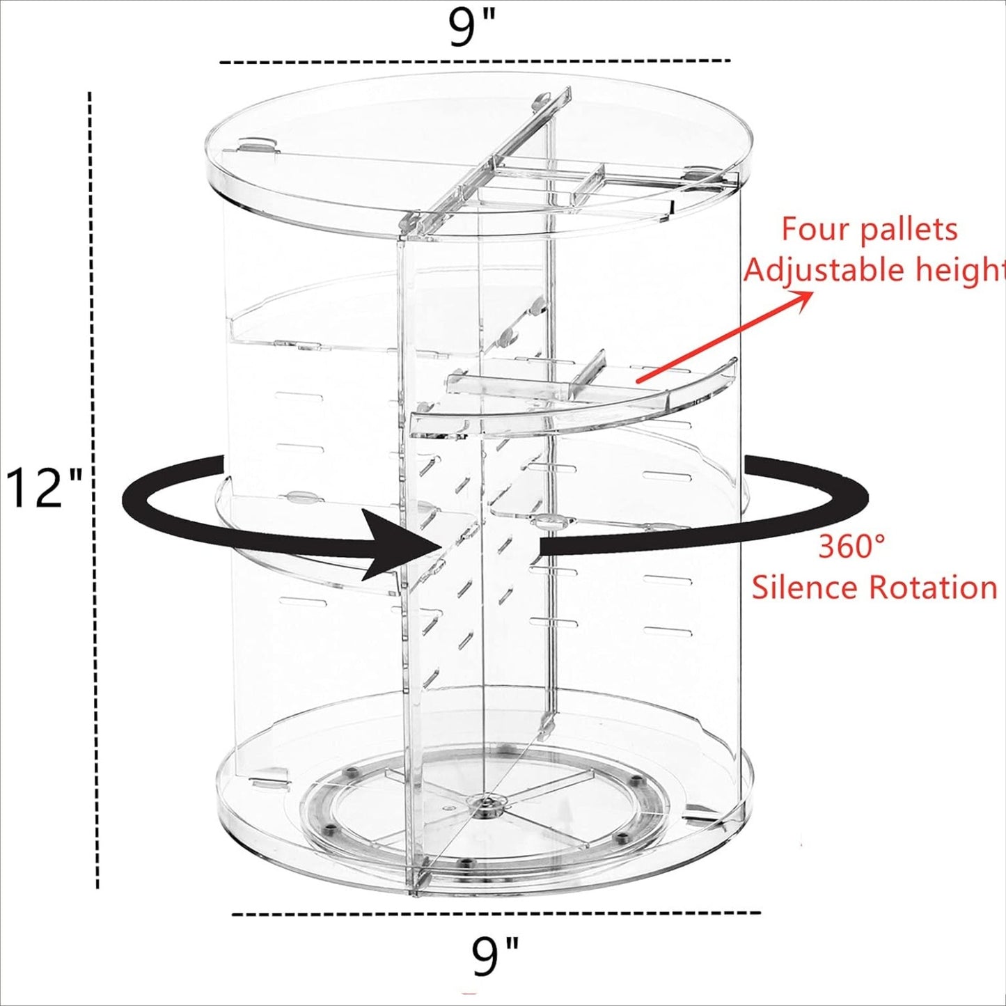 Rotating cosmetic storage box transparent desktop display rack dressing table makeup brush skincare product storage rack